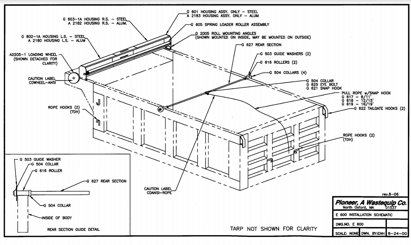 Spring-loaded Pull Tarp W  Aluminum Telescopic Housing - Pioneer E600 