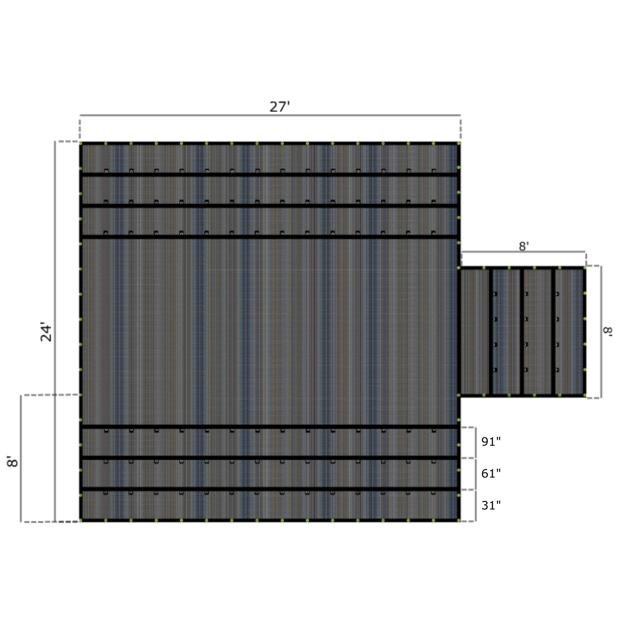 Bee & Nursery Tarp 24’ x 27’ - 8' Drop Flatbed Tarp 10oz  Multi-Mesh (61 lbs)
