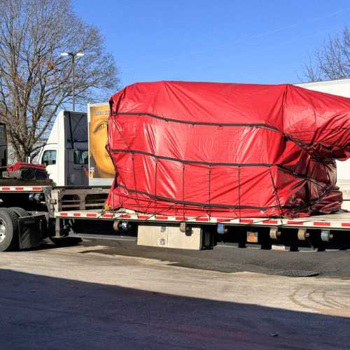 Lumber Tarp 20' x 27' - 6' Drop Flatbed Tarp 18/14oz Vinyl (85 lb) RED ...