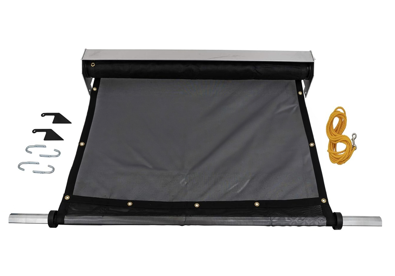 Buyers Pull-Style Tarp System with 88" Spring-Loaded Roller | 7 x 15 Mesh Tarp
