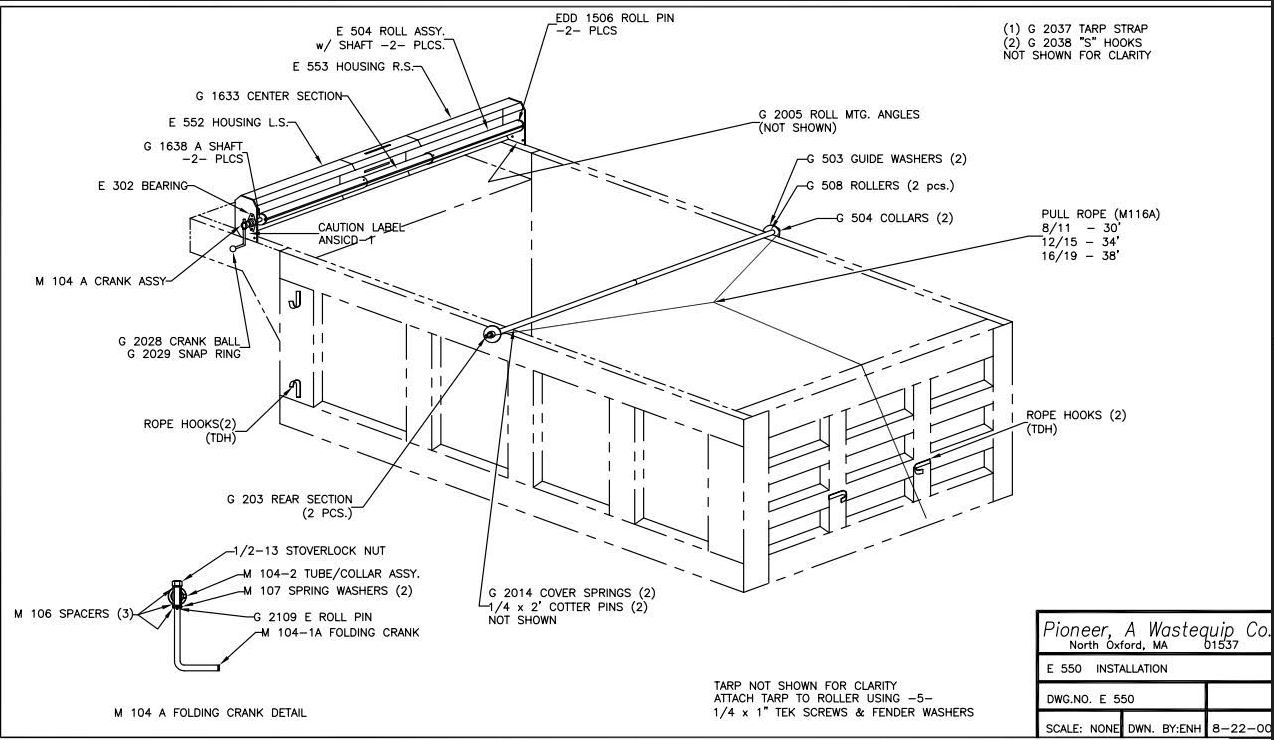 Pioneer E550 Construction Tarping System - 16' to 19' | Carolina Tarps